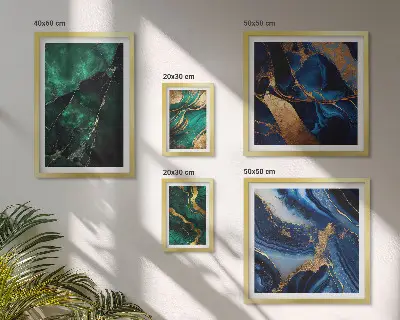 Set de 5 cuadros para salón diseño de abstracciones elegantes con vegetación