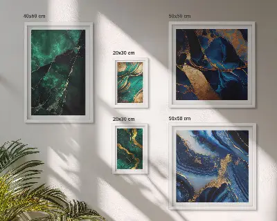 Set de 5 cuadros para salón diseño de abstracciones elegantes con vegetación