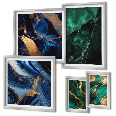 Set de 5 cuadros para salón diseño de abstracciones elegantes con vegetación