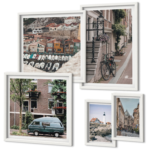 Pared galería de arte Encantadoras calles para bicicletas