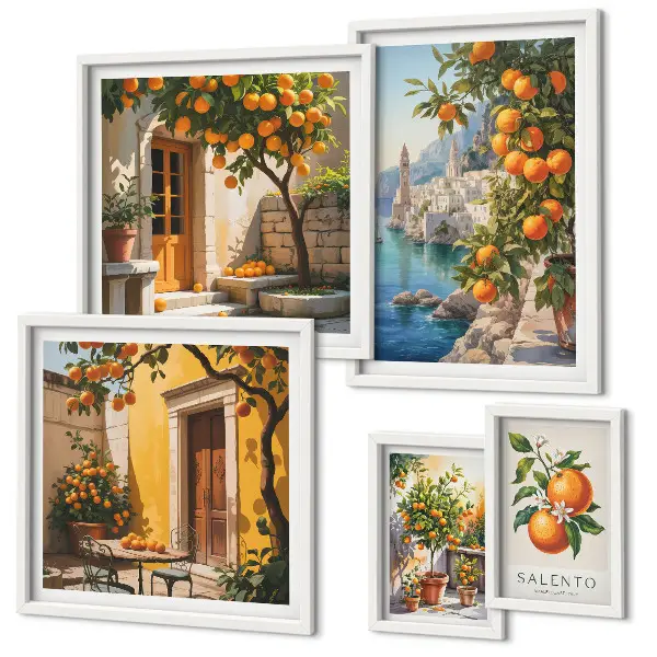 Conjunto de cuadros decorativos con vistas atmosféricas de frutas