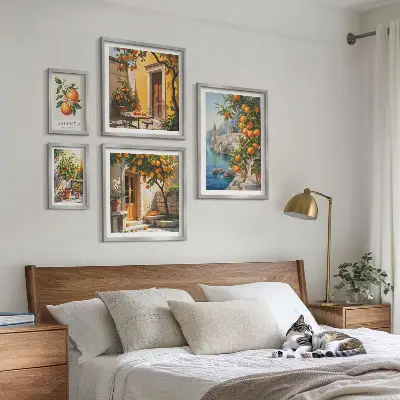 Conjunto de cuadros decorativos con vistas atmosféricas de frutas