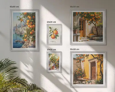 Conjunto de cuadros decorativos con vistas atmosféricas de frutas