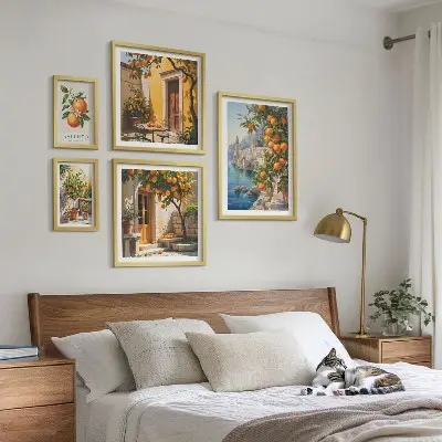 Conjunto de cuadros decorativos con vistas atmosféricas de frutas