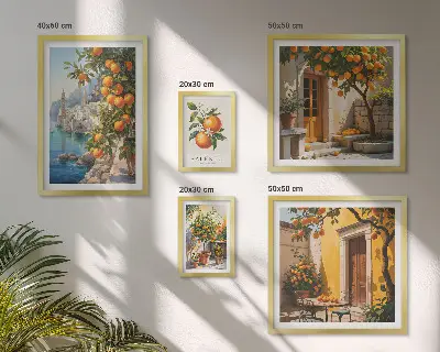 Conjunto de cuadros decorativos con vistas atmosféricas de frutas