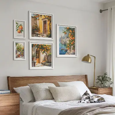 Conjunto de cuadros decorativos con vistas atmosféricas de frutas