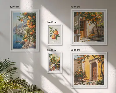 Conjunto de cuadros decorativos con vistas atmosféricas de frutas