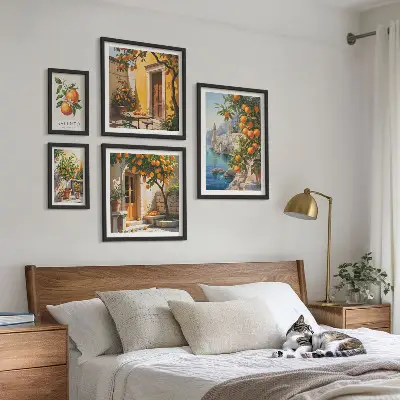 Conjunto de cuadros decorativos con vistas atmosféricas de frutas