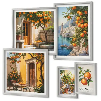 Conjunto de cuadros decorativos con vistas atmosféricas de frutas