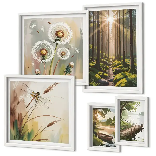 Pared galería de arte paisajes forestales de naturaleza y paz