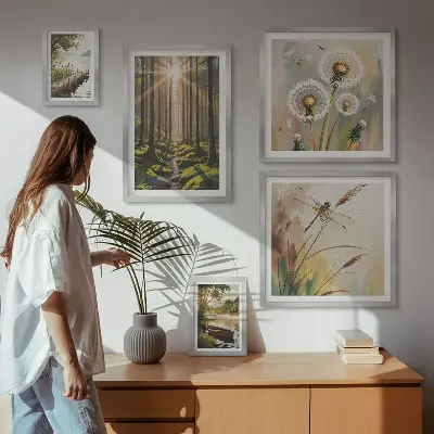 Pared galería de arte paisajes forestales de naturaleza y paz