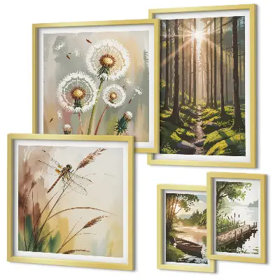 Pared galería de arte paisajes forestales de naturaleza y paz