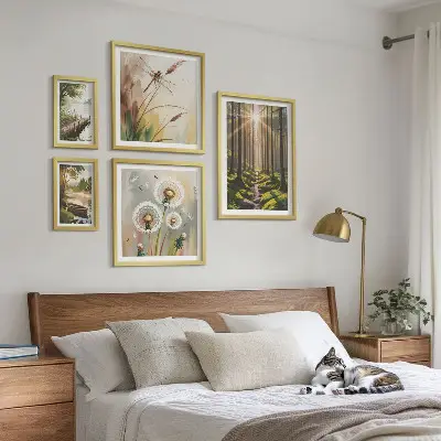 Pared galería de arte paisajes forestales de naturaleza y paz