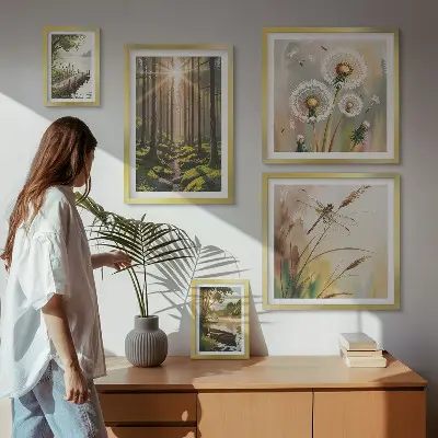 Pared galería de arte paisajes forestales de naturaleza y paz
