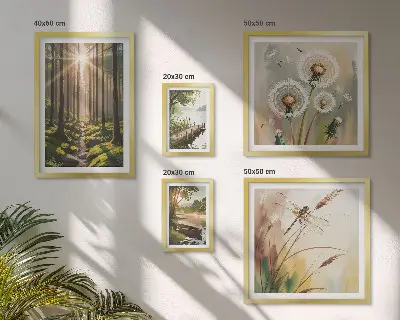 Pared galería de arte paisajes forestales de naturaleza y paz