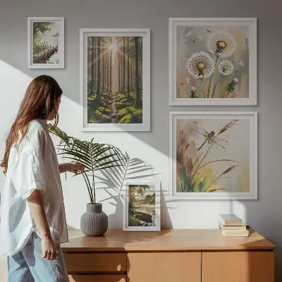 Pared galería de arte paisajes forestales de naturaleza y paz