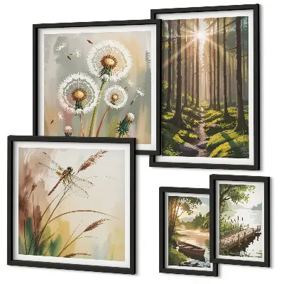 Pared galería de arte paisajes forestales de naturaleza y paz