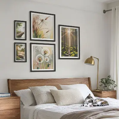Pared galería de arte paisajes forestales de naturaleza y paz