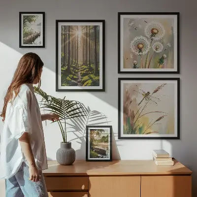 Pared galería de arte paisajes forestales de naturaleza y paz