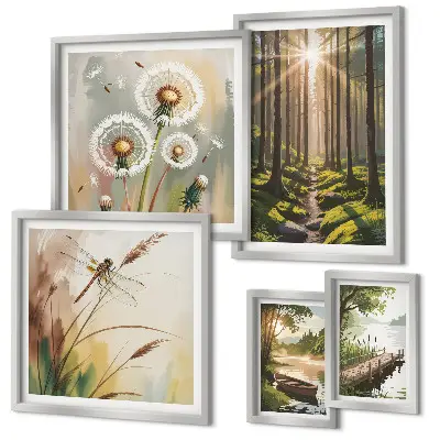 Pared galería de arte paisajes forestales de naturaleza y paz
