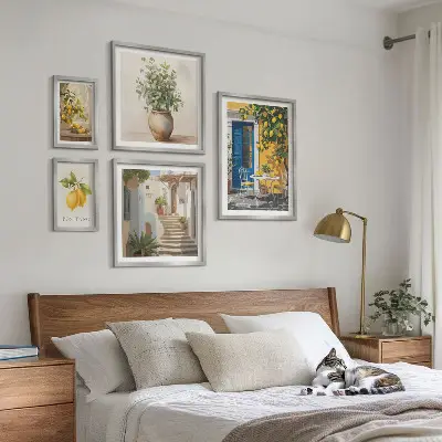 Set de 5 cuadros para salón con diseño de inspiraciones de estilo cítrico