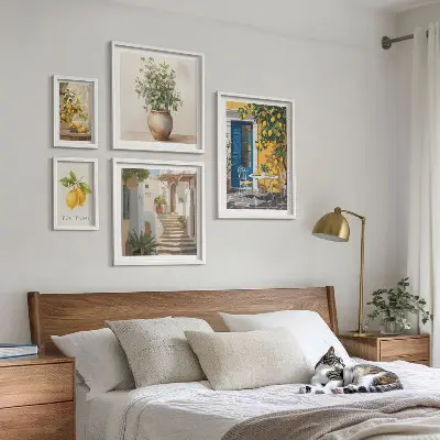 Set de 5 cuadros para salón con diseño de inspiraciones de estilo cítrico