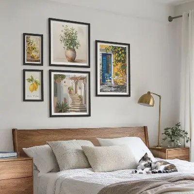 Set de 5 cuadros para salón con diseño de inspiraciones de estilo cítrico
