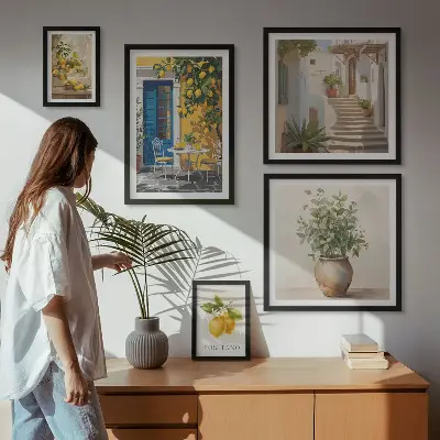 Set de 5 cuadros para salón con diseño de inspiraciones de estilo cítrico
