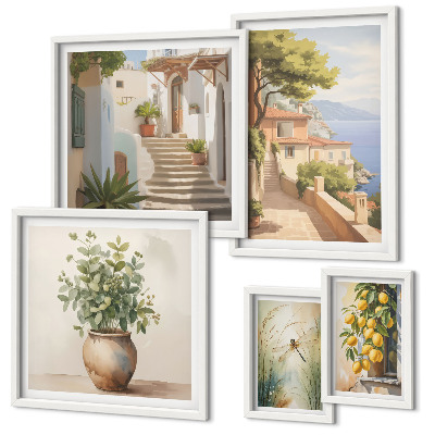 Pared galería de arte Vistas elegantes de pueblos costeros