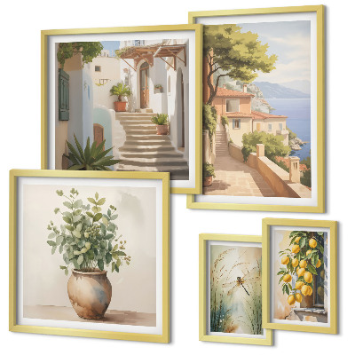 Pared galería de arte Vistas elegantes de pueblos costeros