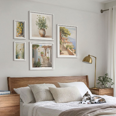 Pared galería de arte Vistas elegantes de pueblos costeros