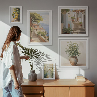 Pared galería de arte Vistas elegantes de pueblos costeros