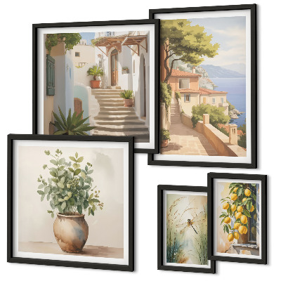 Pared galería de arte Vistas elegantes de pueblos costeros