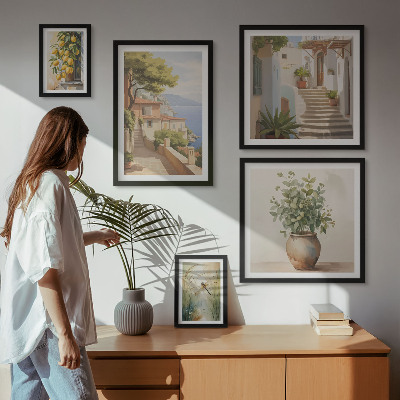 Pared galería de arte Vistas elegantes de pueblos costeros