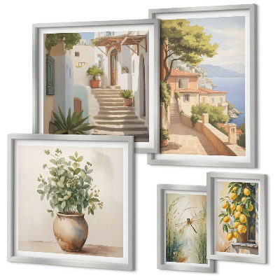 Pared galería de arte Vistas elegantes de pueblos costeros