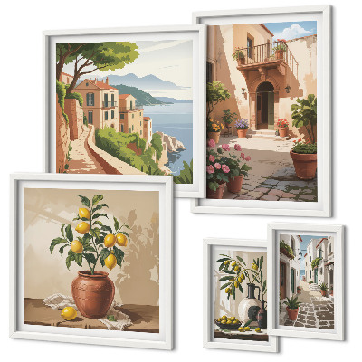 Pared galería de arte Flores en las calles al estilo mediterráneo