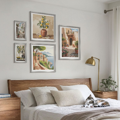 Pared galería de arte Flores en las calles al estilo mediterráneo