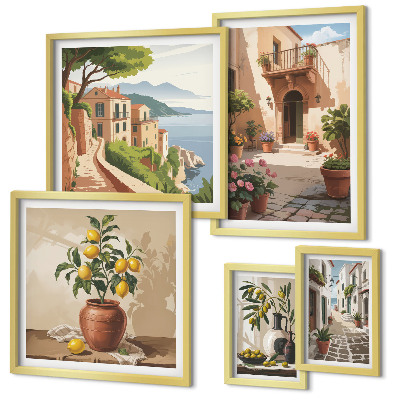 Pared galería de arte Flores en las calles al estilo mediterráneo