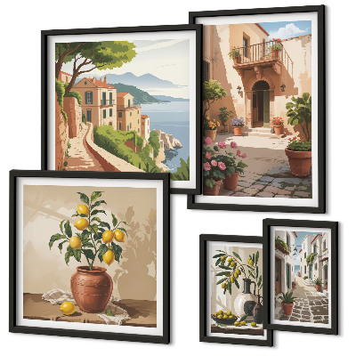 Pared galería de arte Flores en las calles al estilo mediterráneo