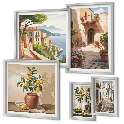 Pared galería de arte Flores en las calles al estilo mediterráneo