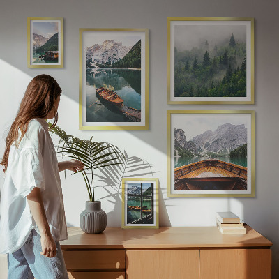 Conjunto de cuadros decorativos Barcos en lagos de montaña tranquilos