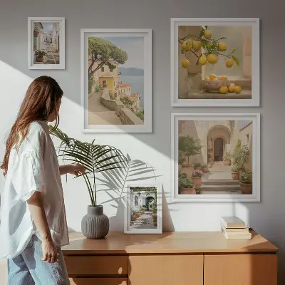 Pared galería de arte encantadoras calles con motivos marineros
