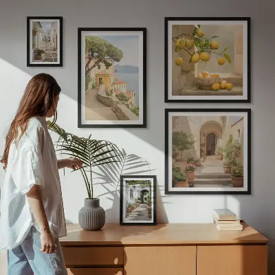 Pared galería de arte encantadoras calles con motivos marineros