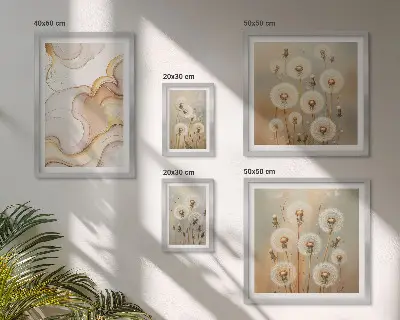 Set de 5 cuadros para salón con motivos florales de delicada naturaleza