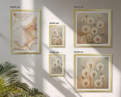 Set de 5 cuadros para salón con motivos florales de delicada naturaleza