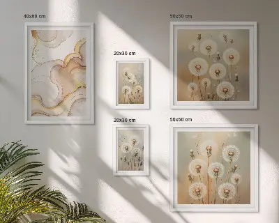 Set de 5 cuadros para salón con motivos florales de delicada naturaleza