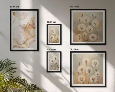 Set de 5 cuadros para salón con motivos florales de delicada naturaleza