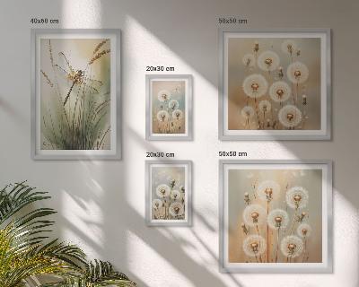 Pared galería de arte Motivos florales de libélulas y dientes de león.