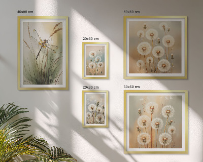 Pared galería de arte Motivos florales de libélulas y dientes de león.