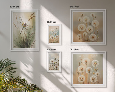 Pared galería de arte Motivos florales de libélulas y dientes de león.